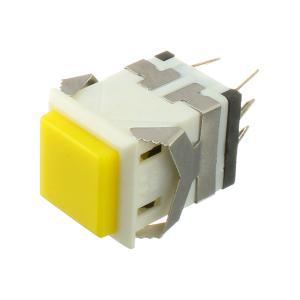 Кнопка 18мм квадратная Желт/белая без фиксации 6PIN