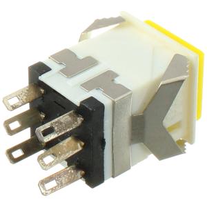 Кнопка 18мм квадратная Желт/белый без фиксации 6PIN