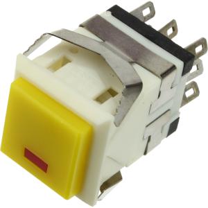 Кнопка 18мм квадратная желт/белый без фиксации 8PIN подсветка