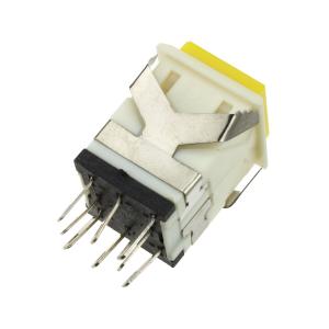 Кнопка 18мм квадратная желт/белый без фиксации 8PIN подсветка