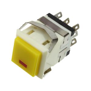 Кнопка 18мм квадратная желт/белый без фиксации 8PIN подсветка