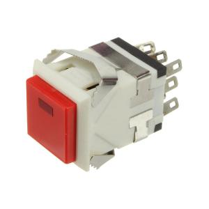 Кнопка 18мм квадратная Крас/белый без фиксации 8PIN