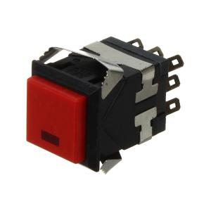 Кнопка 18мм квадратная Крас/черный без фиксации 8PIN подсветка