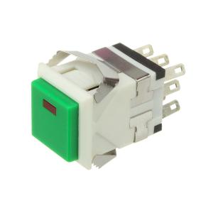 Кнопка 18мм квадратная Зел/белый без фиксации 8PIN подсветка