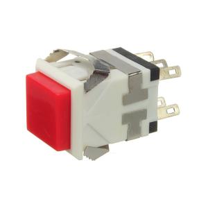 Кнопка 18мм квадратнаяР Крас/белый без фиксации 6PIN