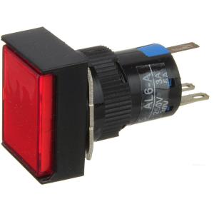 Кнопка 18*23мм прямоуг Красн/черн с фиксацией 5конт подсветка