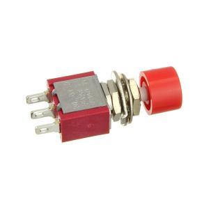 Кнопка d10мм красная, без фиксации, 3 контакта металл
