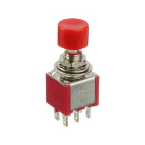 Кнопка d10мм красная, без фиксации, 6 контактов