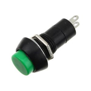 Кнопка d10мм круглая зеленая с фиксацией на замыкание