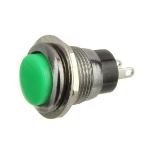 Кнопка d10мм зеленая, на замыкание, металл