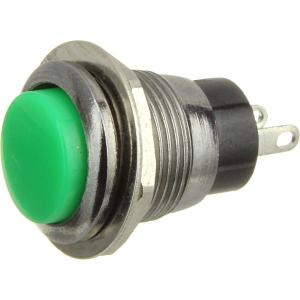 Кнопка d10мм зеленая, на замыкание, металл