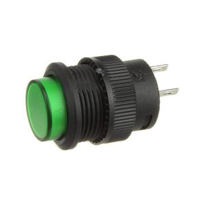 Кнопка d13*18мм зеленая, 2 контакта, без фиксации на замыкание
