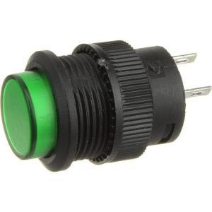 Кнопка d13*18мм зеленая, 2 контакта, без фиксации на замыкание 