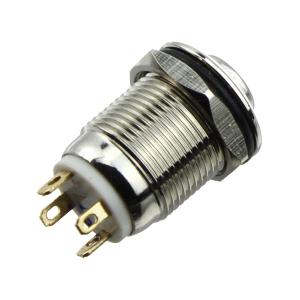 Кнопка d14мм антивандальная h22 4 контакта, без фиксации, с подсветкой