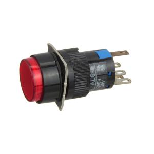 Кнопка d15мм красн/черн с фиксацией 5конт подсветка