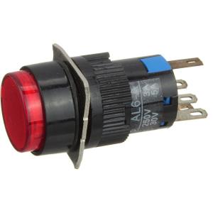 Кнопка d15мм красн/черн с фиксацией 5конт подсветка