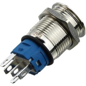 Кнопка d18мм, металлическая, антивандальная, с подсветкой, без фиксации 12V