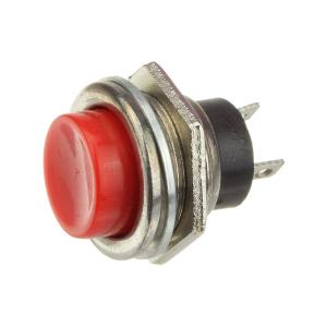 Кнопка d20мм красная без фиксации, на замыкание, металл