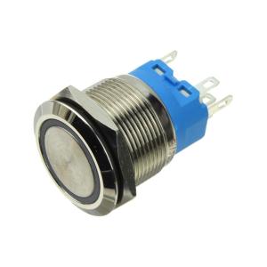 Кнопка d25мм, металлическая, антивандальная, с подсветкой, без фиксации 12-24V