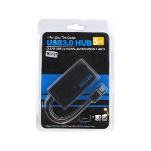Концентратор TYPE C-4USB(G) HUB черный H3014T