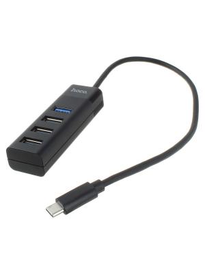 Концентратор TypeC-4USB(G) HUB USB3.0 Hoco HB25 черный 