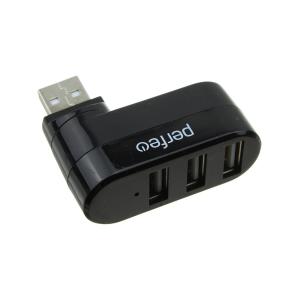 Концентратор USB-3USB(G) Perfeo HUB черный, угловой