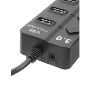 Концентратор USB-7USB(G) HUB с выключателем черный 