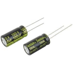 Конденсатор 100мкФ 100В 10*20мм 105С (упаковка 2шт) Suntan TS14012A101MSB0B0R 220мА 2000час