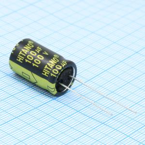 Конденсатор 100мкФ 100В 13*21мм 105C (упаковка 2шт) Hitano EXR101M2AB 714мА 5000час