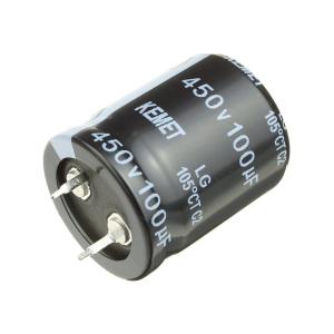 Конденсатор 100мкФ 450В, 25*30мм 105C, Kemet LG450M0100BPF-2530 Snap-in, 600мА, 2000час