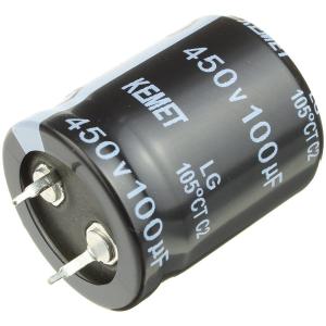 Конденсатор 100мкФ 450В, 25*30мм 105C, Kemet LG450M0100BPF-2530 Snap-in, 600мА, 2000час