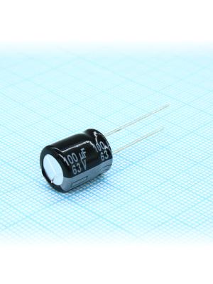 Конденсатор 100мкФ 63В 10*12.5мм 105C Panasonic EEUFR1J101 761мА 6000час