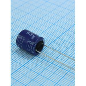 Конденсатор 100мкФ 63В 10*12.5мм (упаковка 8шт) Teapo KSK107M063S1G1H1CK 330мА 2000час