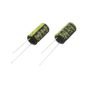 Конденсатор 10мкФ 400В 10*21мм 105C (упаковка 2шт) Hitano EXR100M2GBA 213мА 5000час