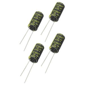Конденсатор 10мкФ 400В 10*21мм 105C (упаковка 4шт) Hitano EXR100M2GBA 213мА 5000час