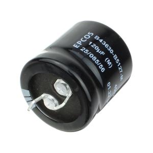 Конденсатор 120мкФ 450В, 25*25мм 105C Epcos B43630B5127M Snap-in, 980мА 2000час