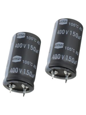 Конденсатор 150мкФ 400В 22*40мм 105С (упаковка 2шт) Teapo ZLG157M400S1A5Q40K Snap-in 850мА 2000час