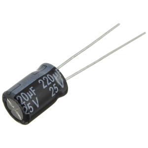 Конденсатор 220мкФ 25В 8*11мм 105С (упаковка 10шт) Yageo SH025M0220B3F-0811 200мА 2000час