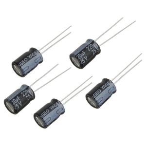 Конденсатор 220мкФ 25В 8*11мм 105С (упаковка 5шт) Yageo SH025M0220B3F-0811 200мА 2000час