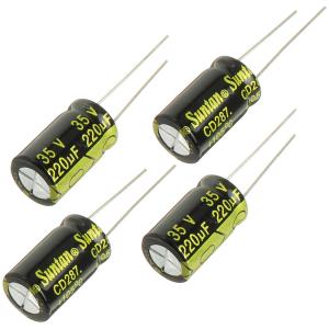 Конденсатор 220мкФ 35В 10*17мм 105С (упаковка 4шт) Suntan TS13DJ1V221MSB0B0R 770мА 3000час