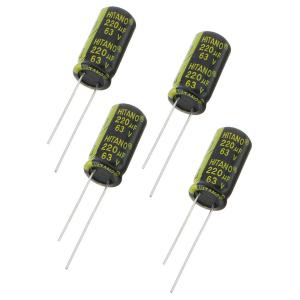Конденсатор 220мкФ 63В 10*21мм 105C (упаковка 4шт) Hitano EXR221M63B 710мА 5000час