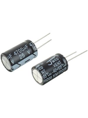 Конденсатор 4700мкФ 25В 16*25мм 105С (упаковка 2шт) Jwco KM472M1EBKJ1625EBK 1550мА 2000час