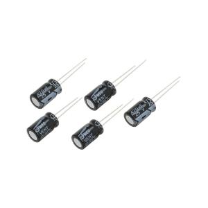 Конденсатор 470мкФ 25В 8*14мм 105С (упаковка 5шт) Jwco KM471M1EBKJ0814VBK 410мА 2000час