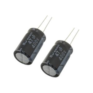 Конденсатор 47мкФ 400В 16*26мм 105С (упаковка 2шт) Suscon SK400M470J26TKKKS00R 395мА 2000час