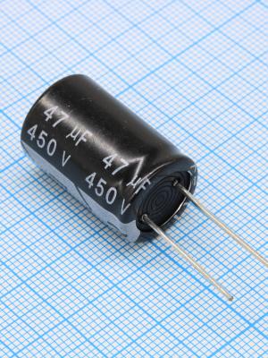 Конденсатор 47мкФ 450В 16*25мм 105С (упаковка 2шт) Jwco KM470M2WBKJ1625EBK 265мА 2000час
