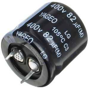 Конденсатор 82мкФ 400В 25*25мм 105C Yageo LG400M0082BPF-2525 Snap-in 500мА 2000час