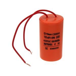 Конденсатор пусковой 18мкФ 450В 5% выводы провод