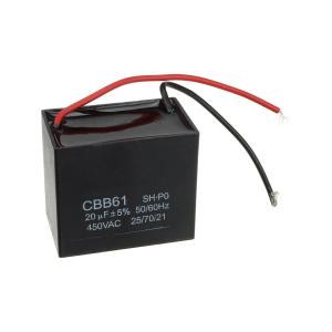 Конденсатор пусковой 20мкФ 450В 5% CBB-61 выводы провод