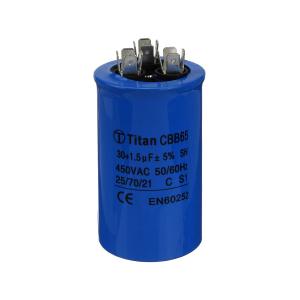 Конденсатор пусковой 30мкФ 450В 5% VAC клеммы металл, СВВ65 С для кондиционеров