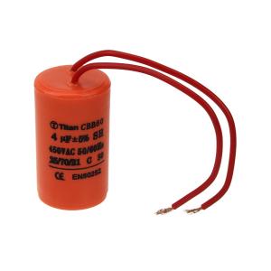 Конденсатор пусковой 4мкФ 450В 5% выводы провод